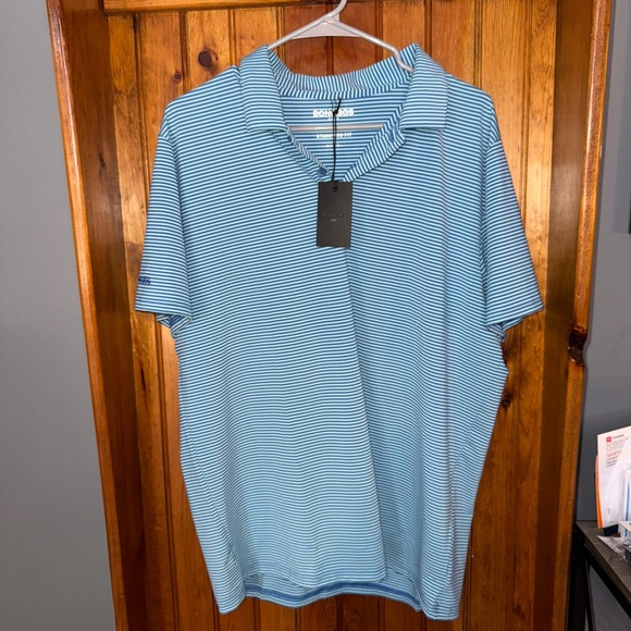 Bonobos Golf Polo Shirt Mens Large L Aviator Blue Striped Short Sleeve NWT - Picture 1 of 6